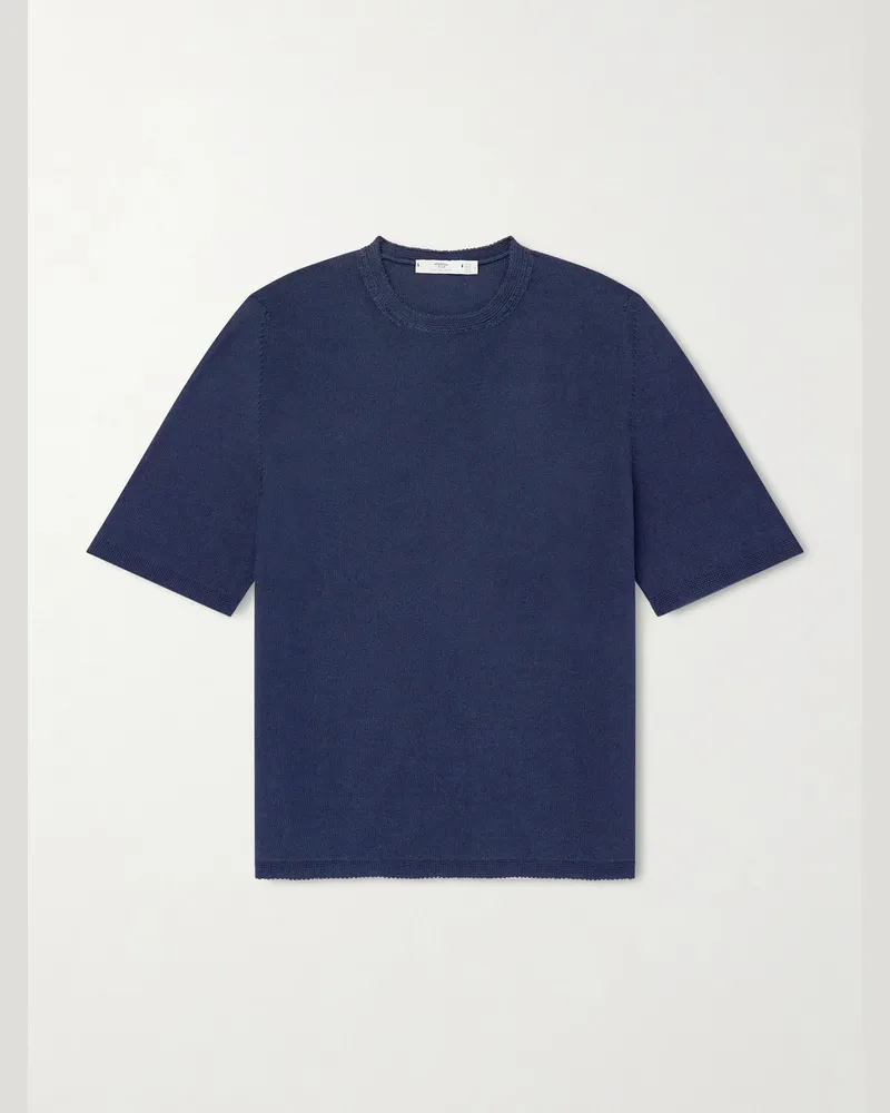 Inis Meáin T-Shirt aus einer Leinen-Baumwollmischung Blau