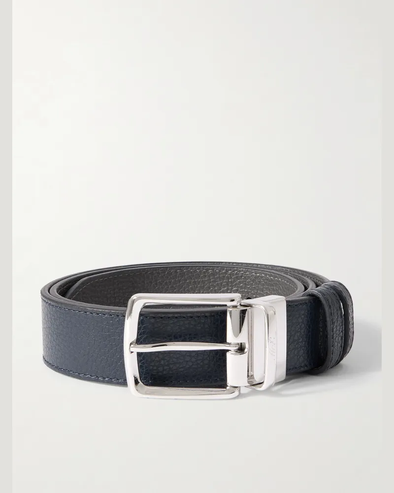 MR P. 3cm Reversible Full-Grain Leather Belt Blue