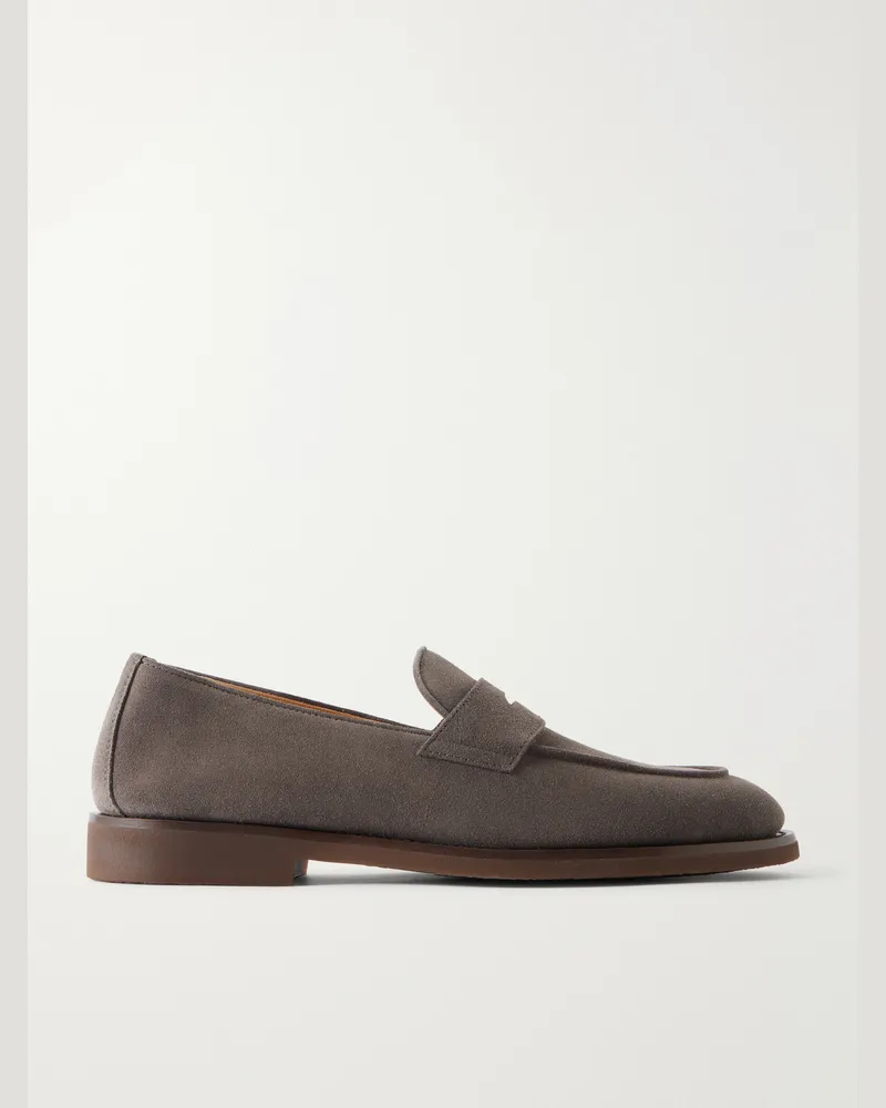 Brunello Cucinelli Flex Suede Penny Loafers Brown
