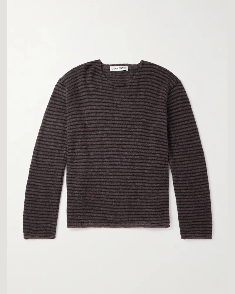 Our Legacy Verkürzter Pullover aus einer gestreiften Alpakawollmischung Braun