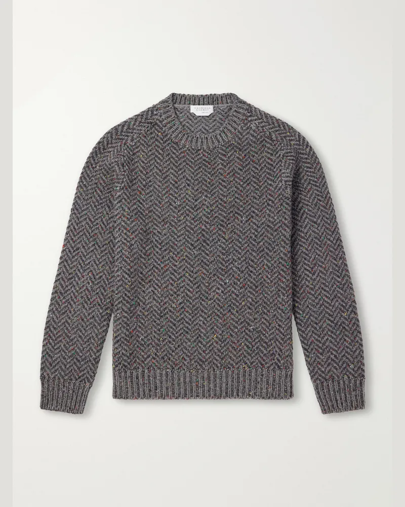 Gabriela Hearst Sermo Herringbone Cashmere Sweater Gray