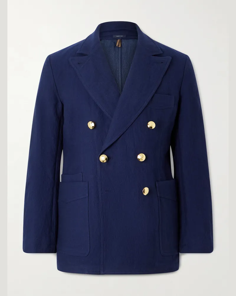 Drake's MKIII doppelreihiges Sakko aus Twill Blau