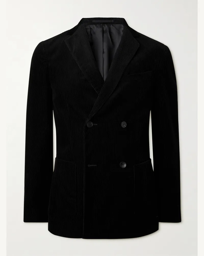 MR P. Double Breasted Cotton and Cashmere-Blend Corduroy Blazer Black