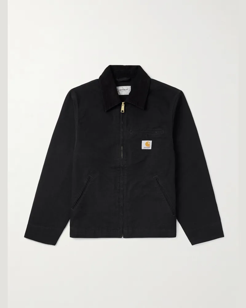 Carhartt WIP Detroit Jacke aus Biobaumwoll-Canvas mit Cordkragen Schwarz
