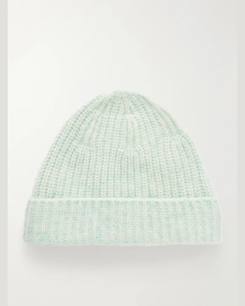 AURALEE Ribbed Cashmere Beanie Green