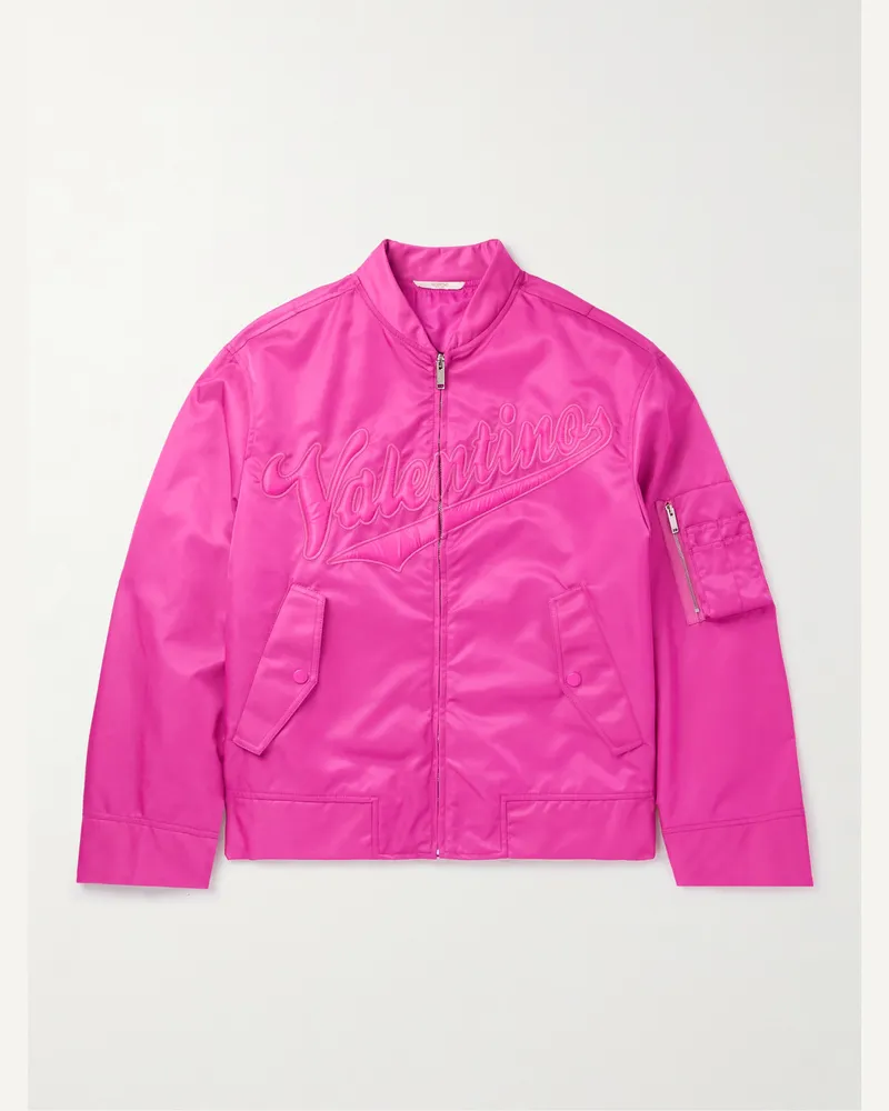 Valentino Garavani Collegiate Bomberjacke aus Shell mit Logostickerei Pink