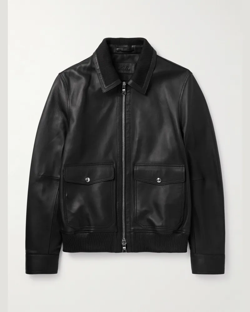MR P. Blouson aus Leder Schwarz