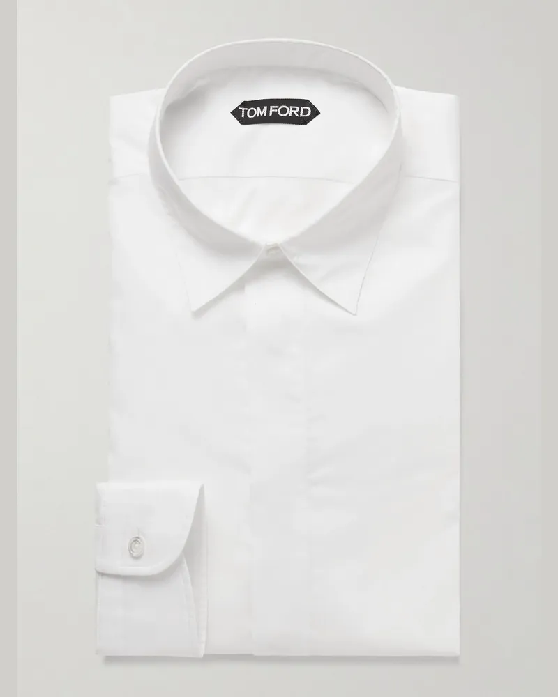 Tom Ford Hemd aus Baumwollpopeline Weiß