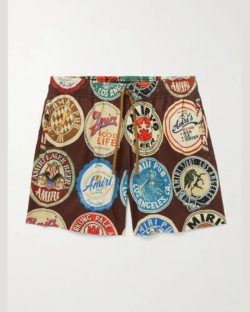 Amiri Coasters gerade geschnittene mittellange Badeshorts mit Logoprint Braun