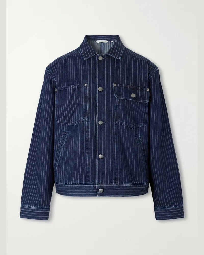 Aimé Leon Dore Striped Denim Jacket Blue