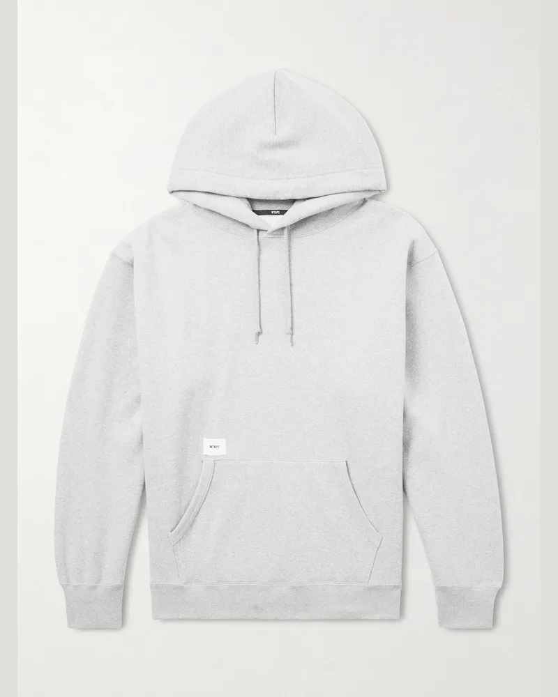 WTAPS Aon Logo-Appliquéd Cotton-Jersey Hoodie Gray