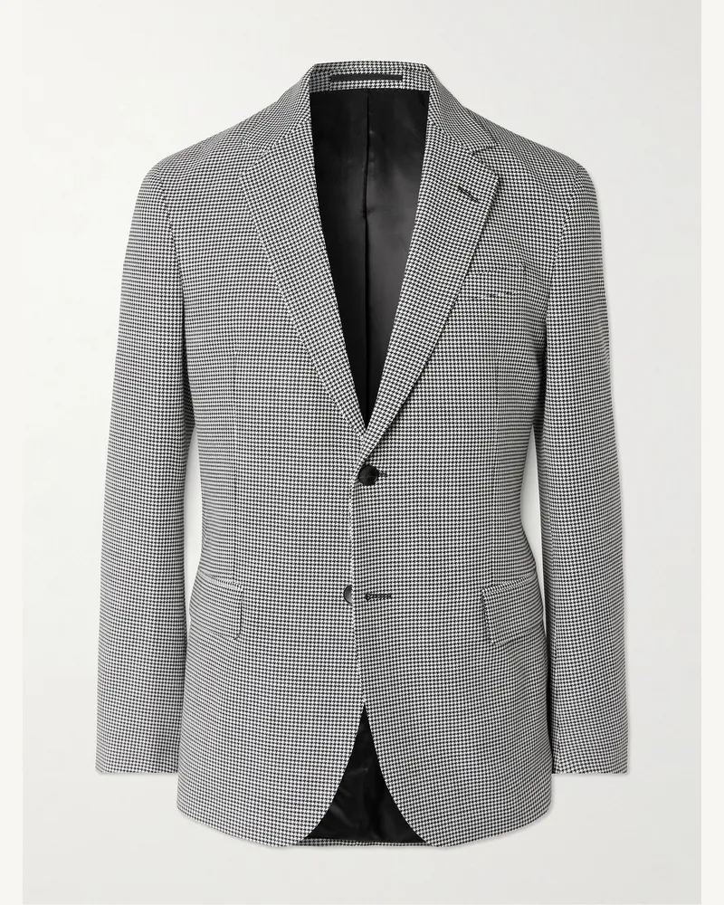 MR P. Schmal geschnittenes Sakko aus Twill mit feinem Hahnentrittmuster Grau