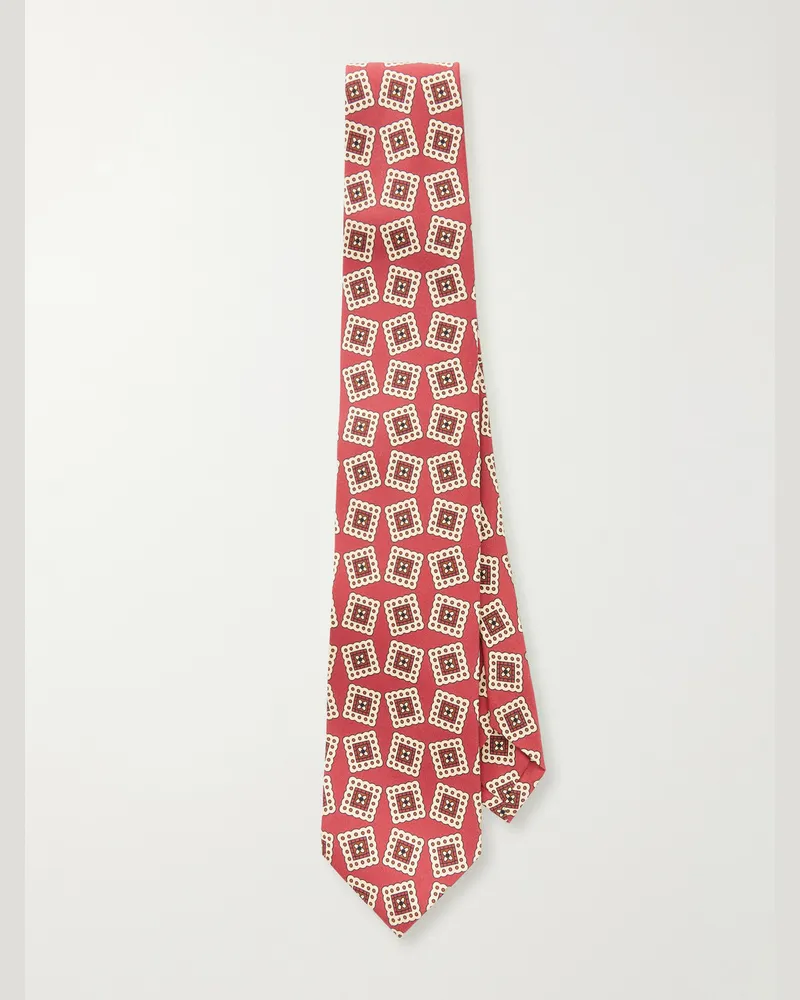 Drake's 7cm Jumbled Medallion Printed Silk-Habotai Tie Red