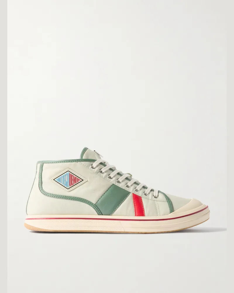 Bottega Veneta Sneakers aus Canvas mit Lederbesatz und Logoapplikation Grün
