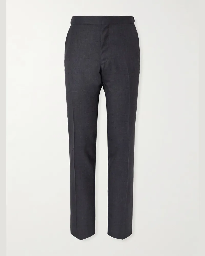 Tom Ford Shelton Straight-Leg Wool-Flannel Trousers Gray