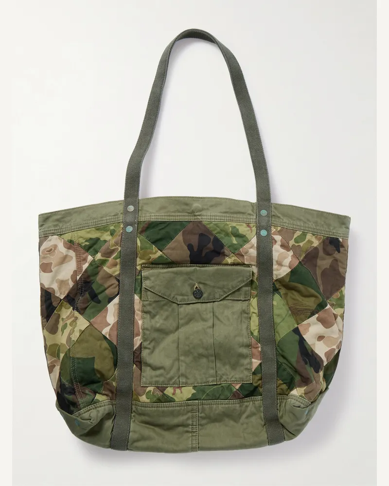 RRL Patchwork Camouflage-Print Cotton Tote Bag Green
