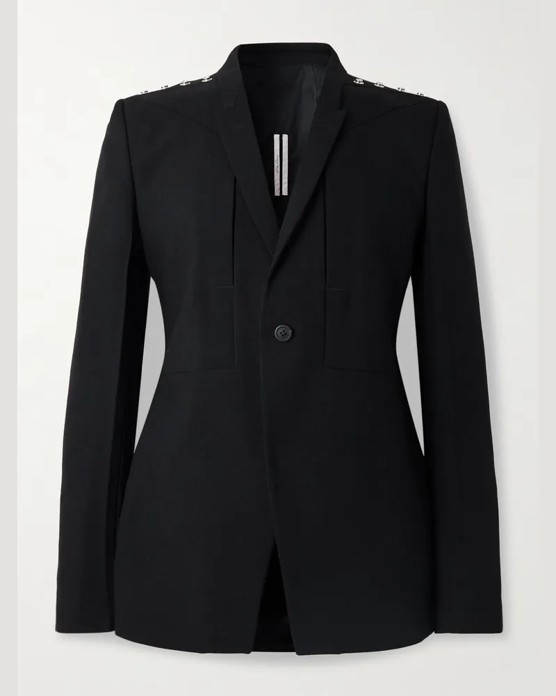 Rick Owens Fogpocket Sakko aus Grain de Poudre aus Schurwolle mit Nieten Schwarz