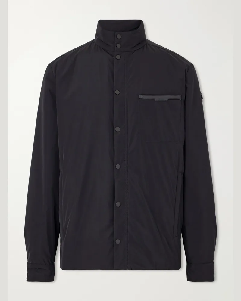 Moncler Yndale Logo-Appliquéd Leather-Trimmed Shell Jacket Black