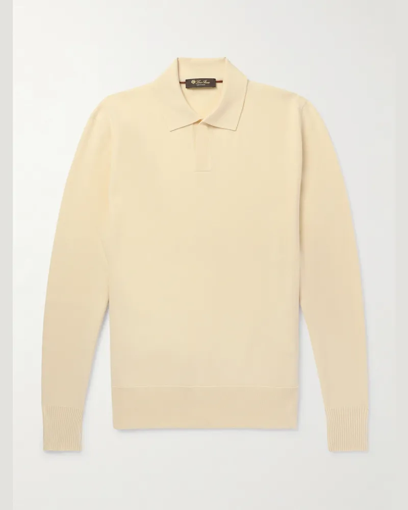 Loro Piana Pullover aus Wolle mit Polokragen Neutral