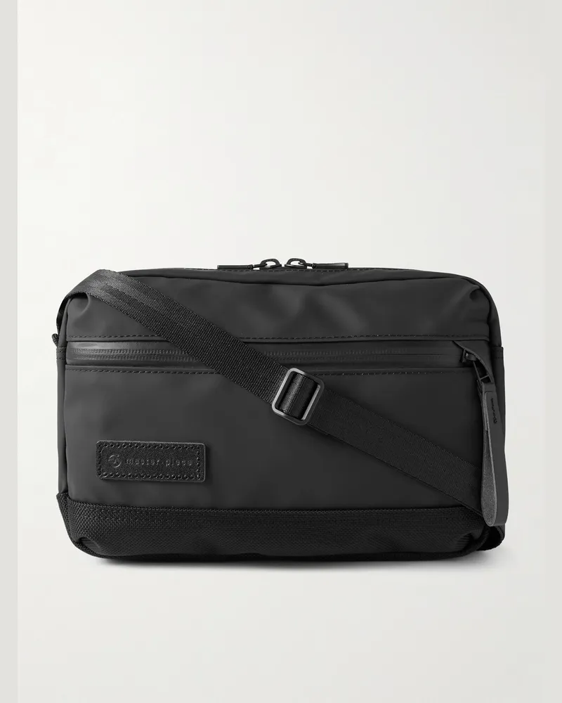 MASTER PIECE Slick Umhängetasche aus „CORDURA® Ballistic“-Nylon und Leder mit Logoapplikation Schwarz