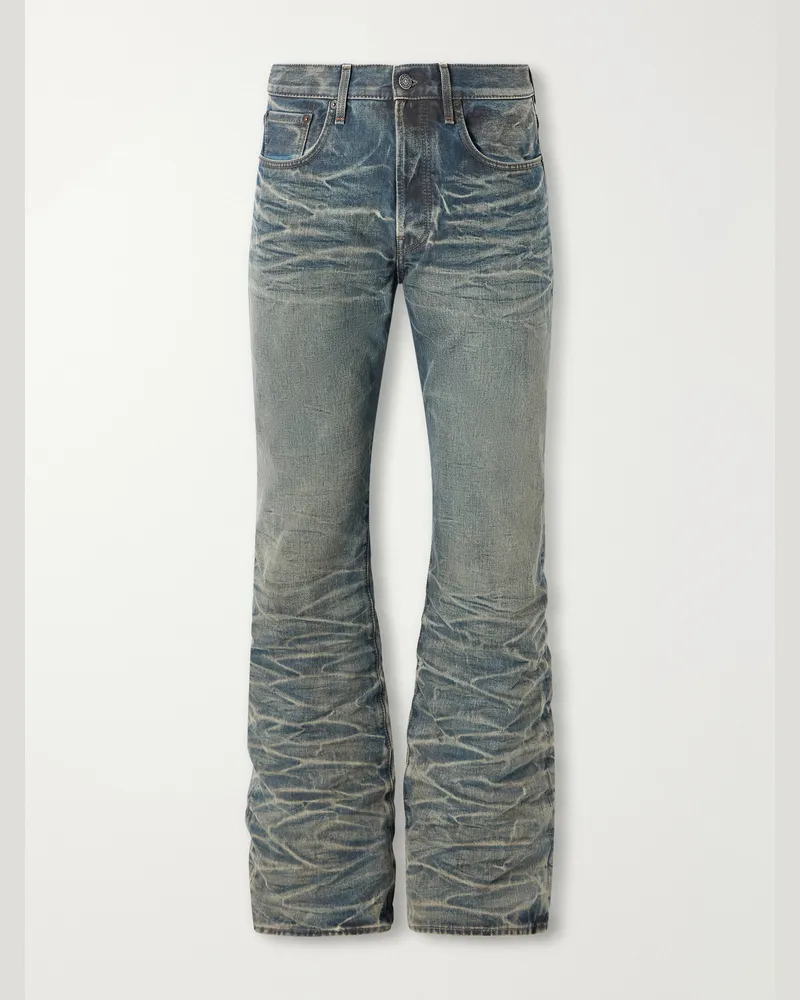 Acne Studios Washed Whiskered Straight-Leg Jeans Blue