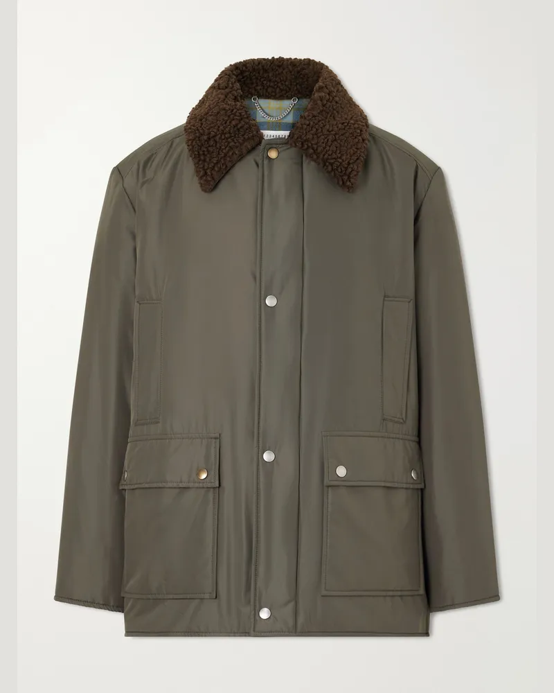 Maison Margiela Hunting Plush-Trimmed Shell Jacket Green