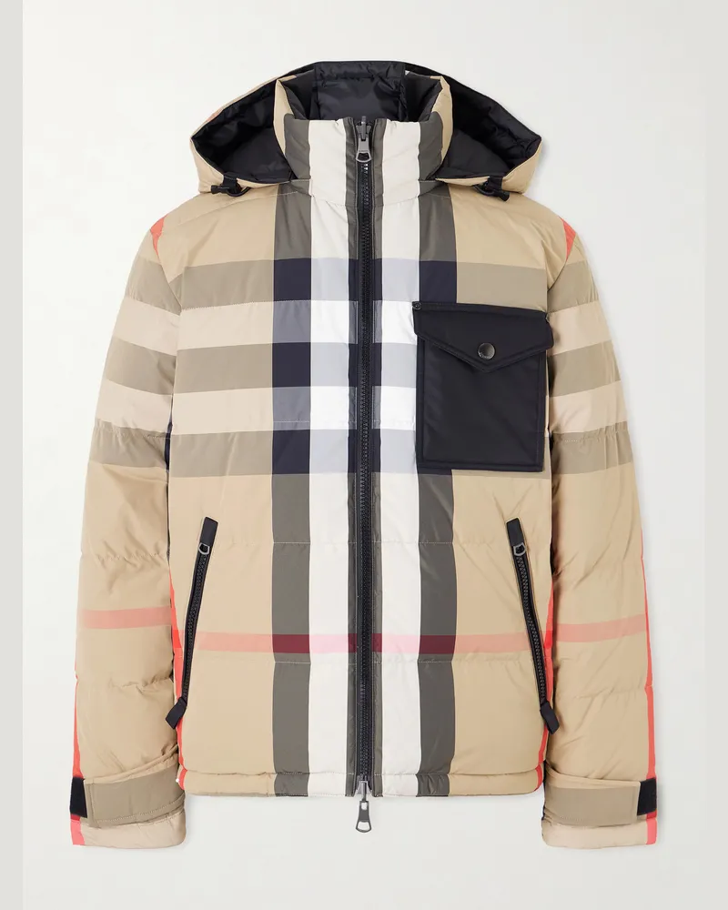 Burberry Wendbare Daunenjacke aus gestepptem Shell mit Karomuster und Kapuze Neutral