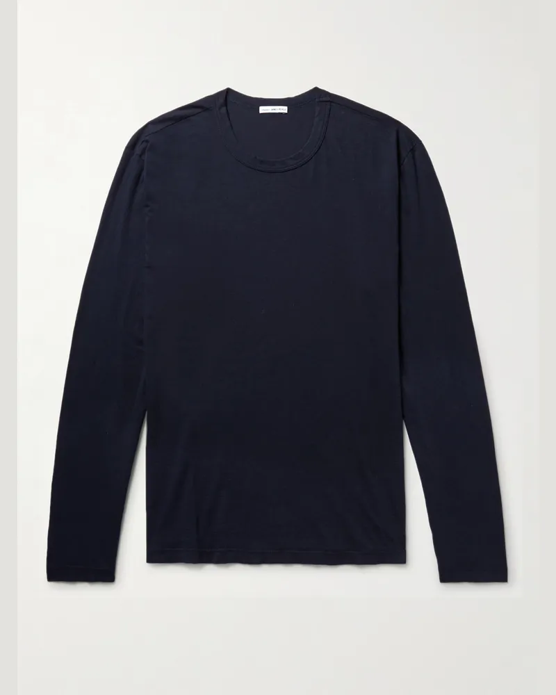 James Perse T-Shirt aus gekämmtem Baumwoll-Jersey Blau