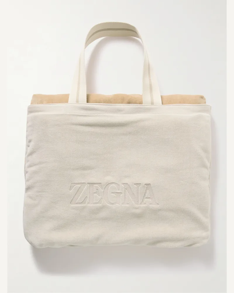 Ermenegildo Zegna Tote aus Baumwollfrottee mit Strandtuch und Logostickerei Neutral