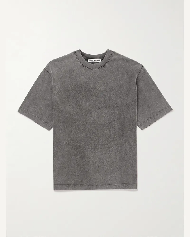 Acne Studios Extorr Logo-Appliquéd Garment-Dyed Cotton-Jersey T-Shirt Gray