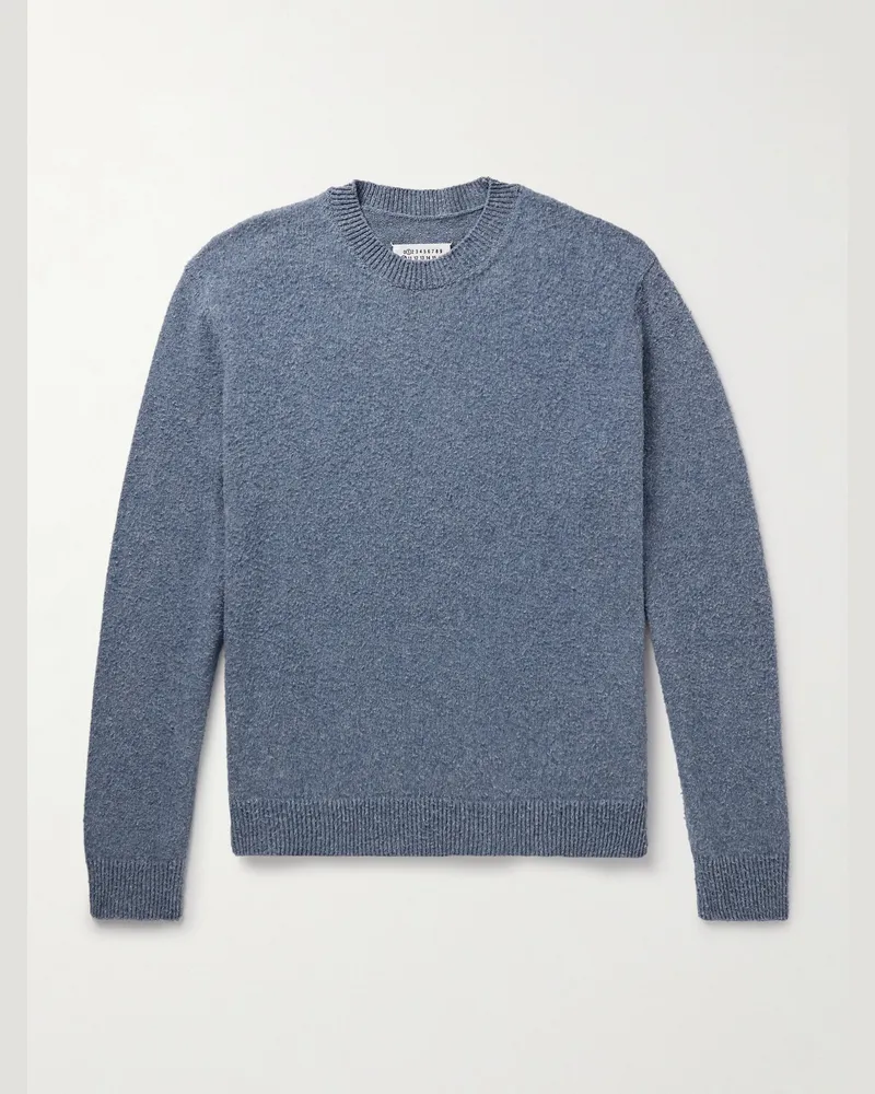 Maison Margiela Pullover aus einer gebürsteten Woll-Baumwollmischung Blau