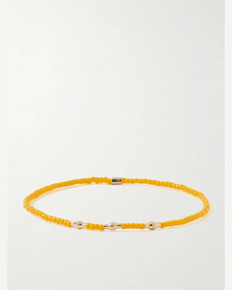 Luis Morais Armband mit Zierperlen und Details aus 14 Karat Gold Gelb