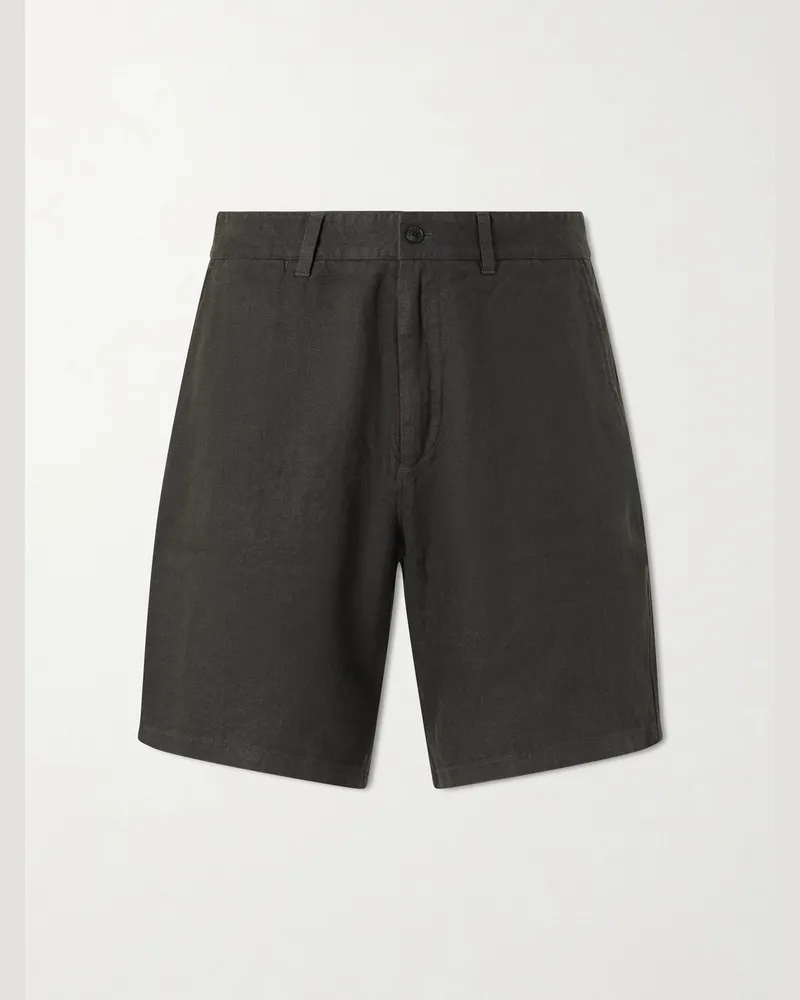 NN 07 Aden 1454 Straight-Leg Linen Shorts Green