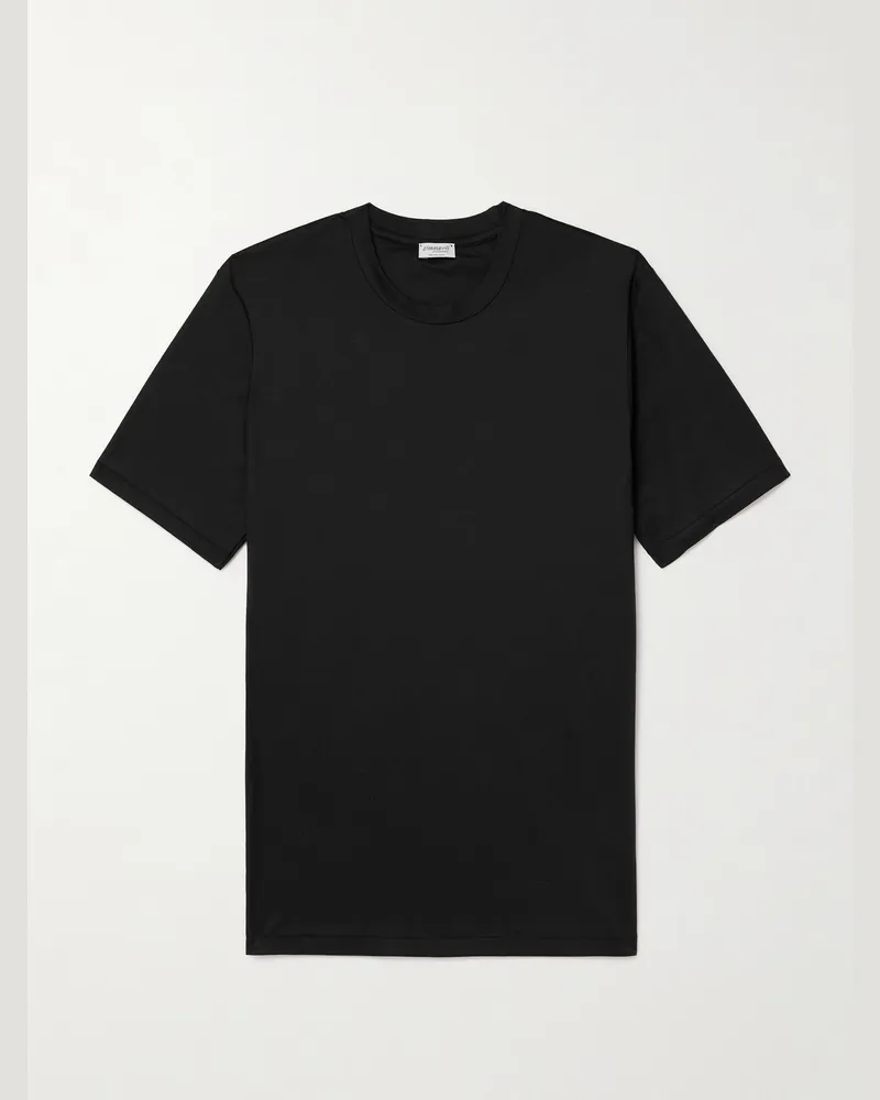 Zimmerli Sea Island Cotton-Jersey T-Shirt Black