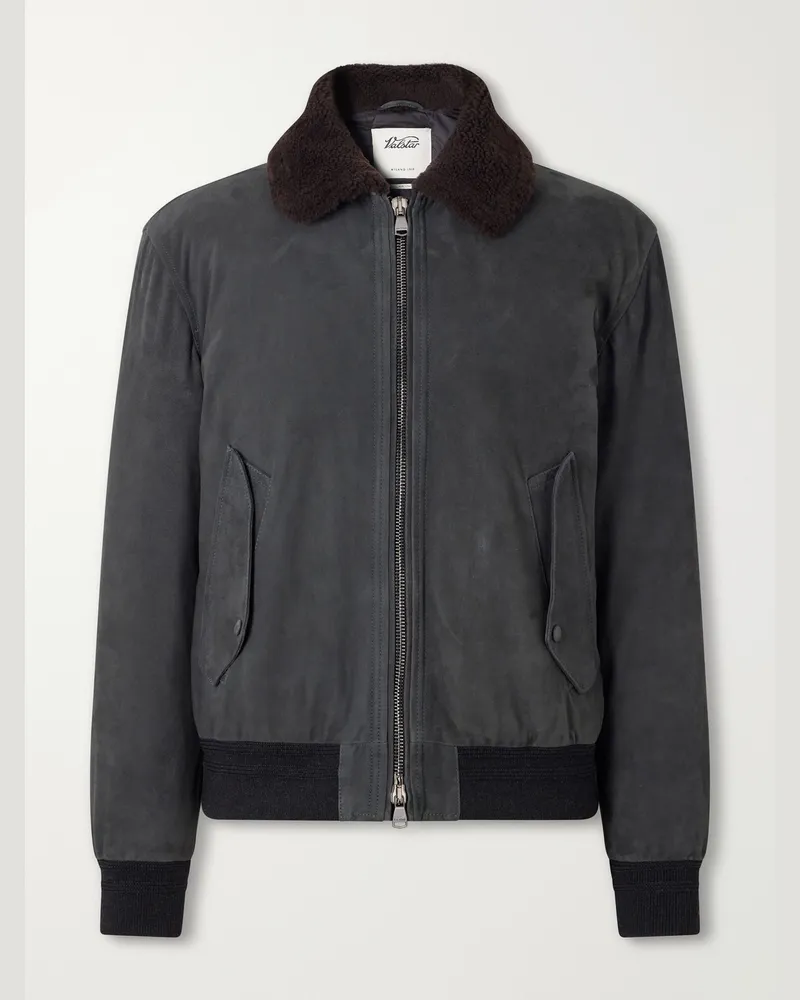 Valstar Cudden Plush-Trimmed Suede Down Jacket Black