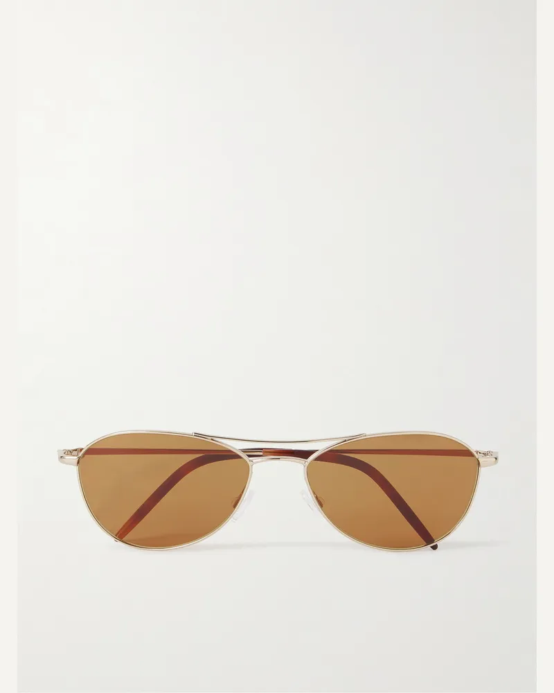 Oliver Peoples Roger Federer R-14 goldfarbene Pilotensonnenbrille Gold
