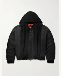 Balenciaga Incognito Oversized-Bomberjacke aus wattiertem Shell mit Kapuze und Besatz aus Baumwoll-Jersey Schwarz