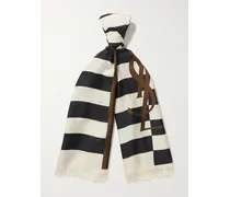 Gestreifter Schal aus Seiden-Twill mit Fransen
