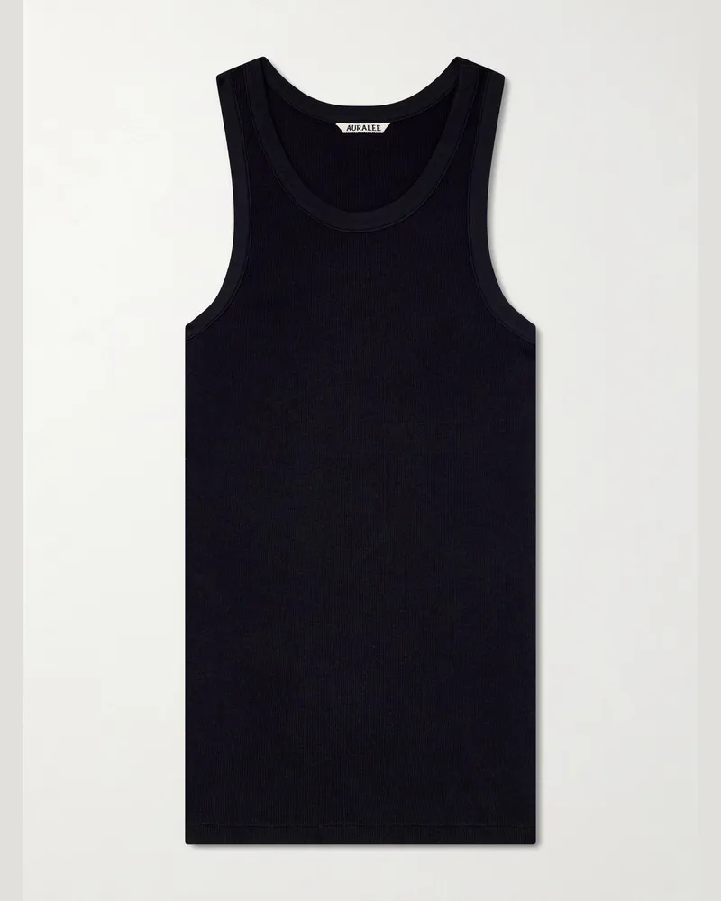 AURALEE Ribbed Organic Cotton-Jersey Tank Top Black