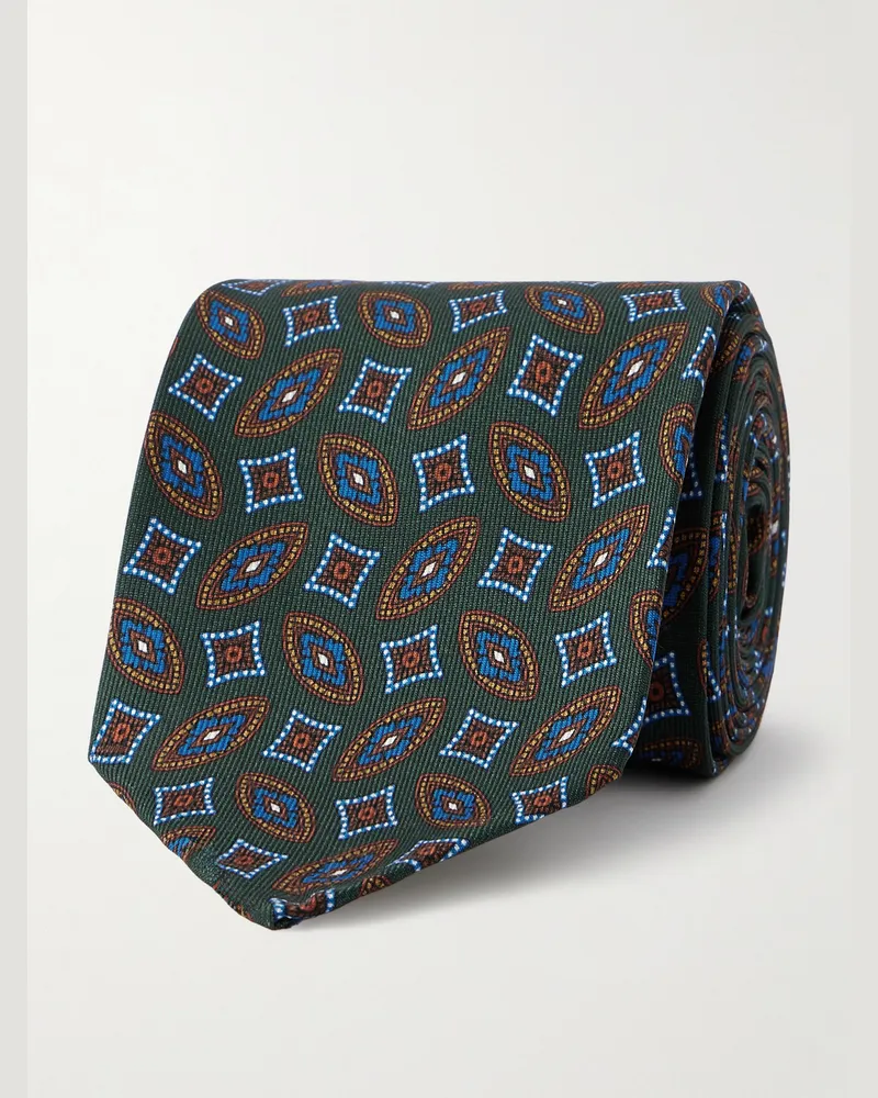 Rubinacci Krawatte aus Seiden-Jacquard, 9 cm Grün