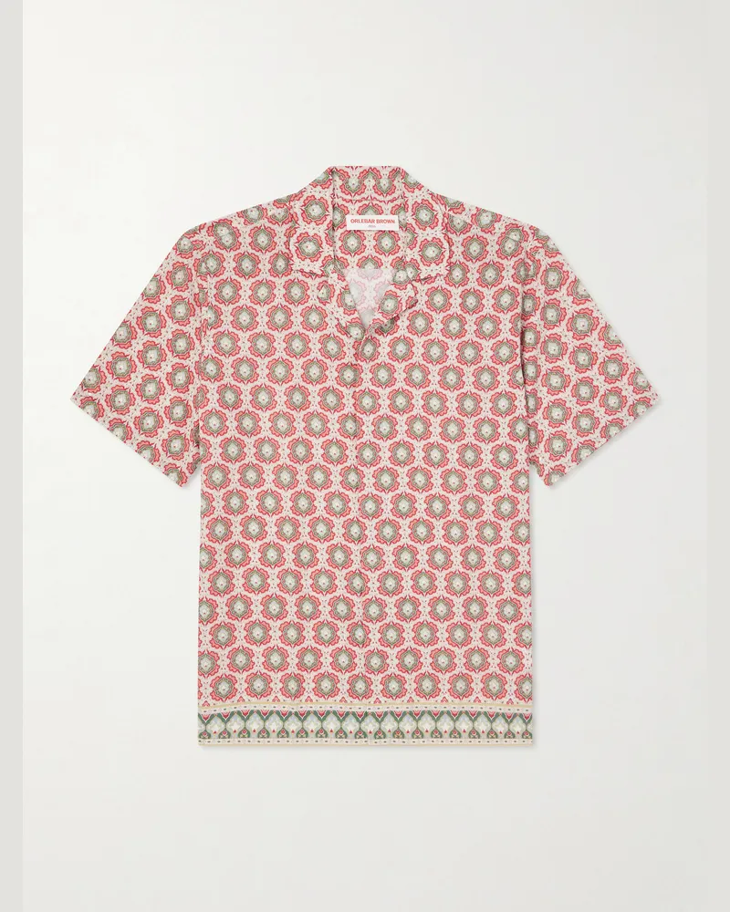 Orlebar Brown Maitan Passetto Camp-Collar Printed Lyocell Shirt Red