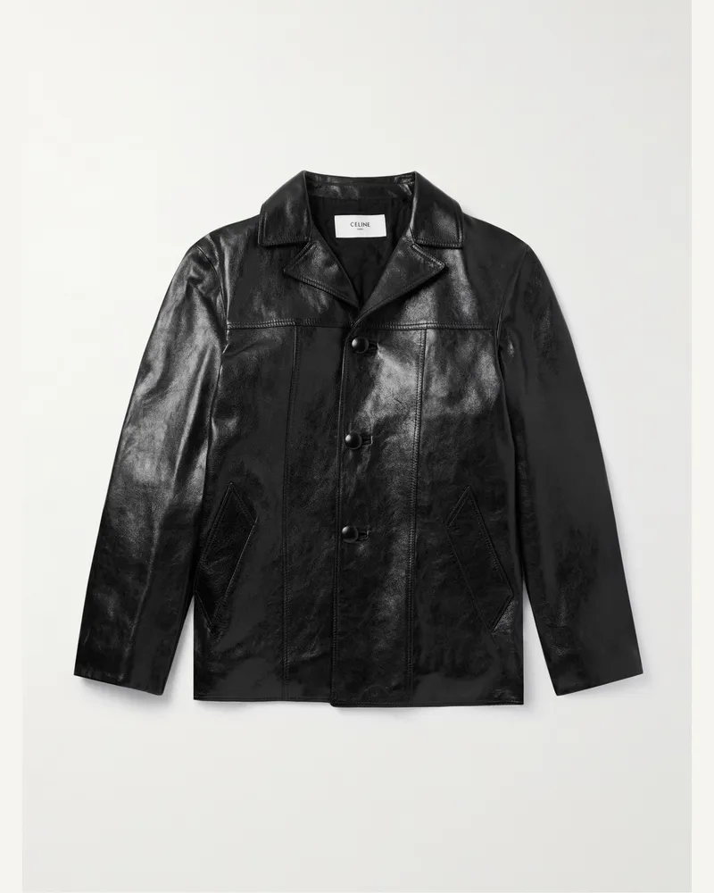 Celine Jacke aus gewachstem Leder Schwarz