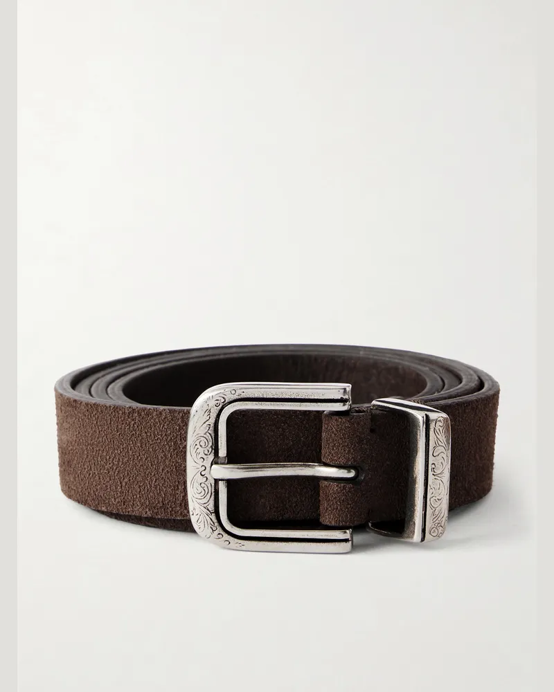 Brunello Cucinelli 3cm Suede Belt Brown