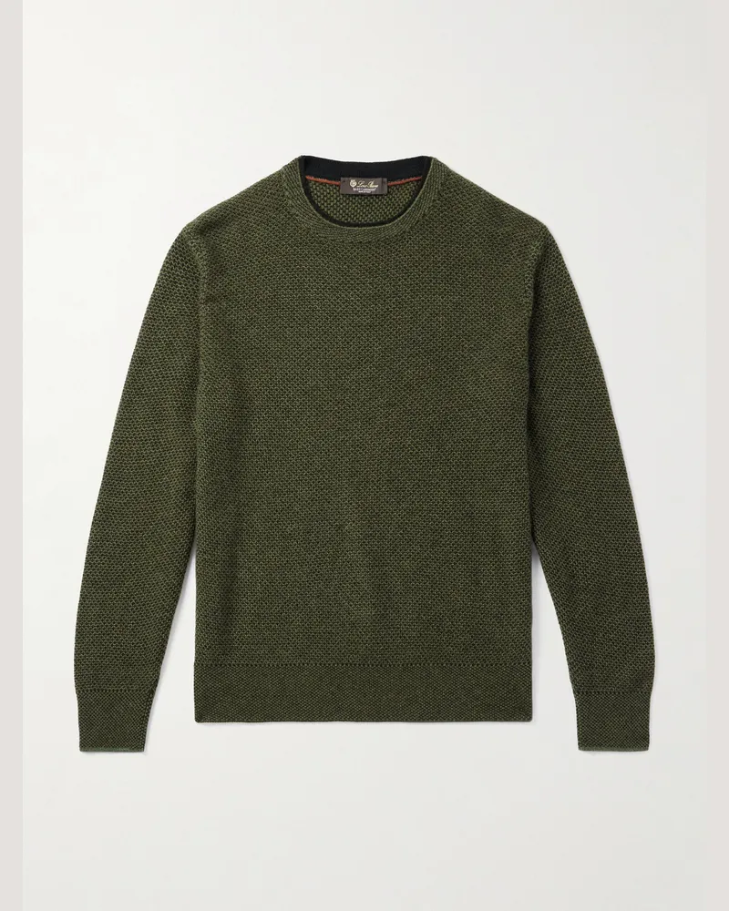 Loro Piana Varallo Honeycomb-Knit Baby Cashmere Sweater Green