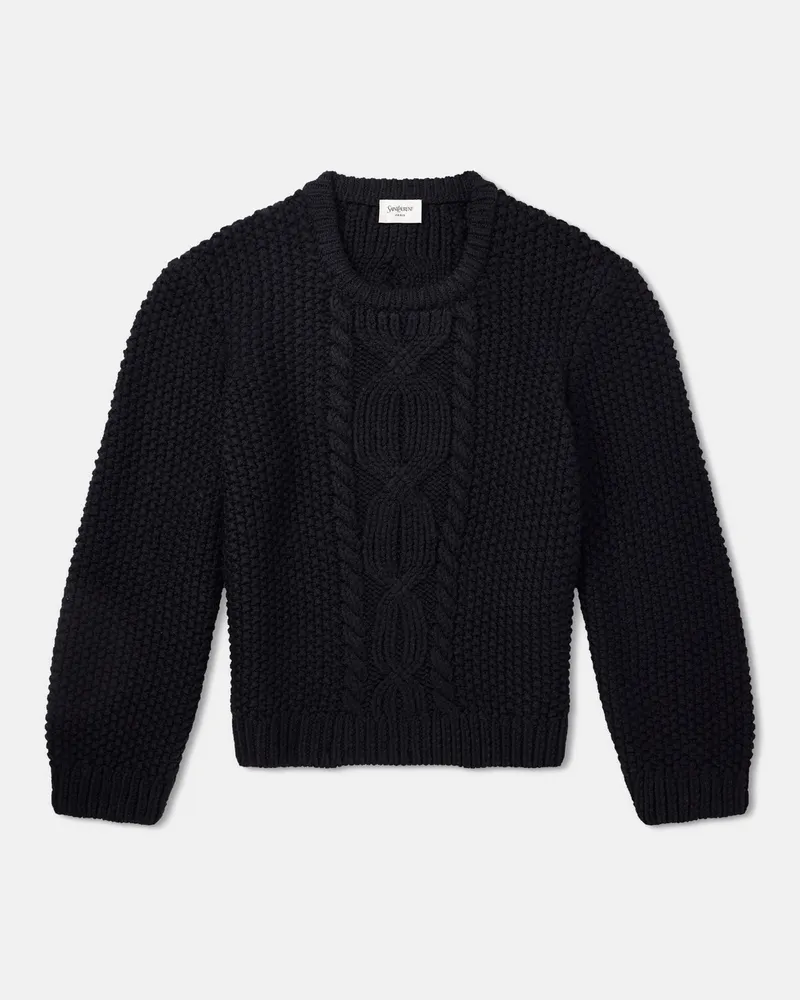 Saint Laurent Knitted Wool Sweater Black