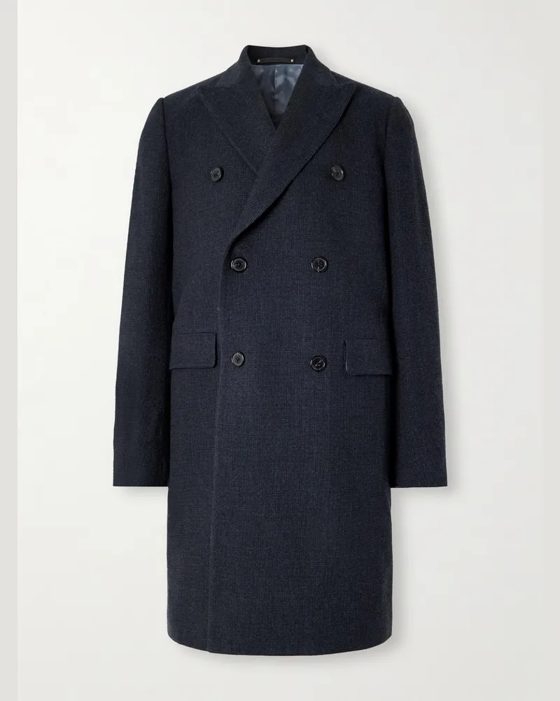 Paul Smith Schmal geschnittener Mantel aus Webstoff mit doppelreihiger Knopfleiste Blau