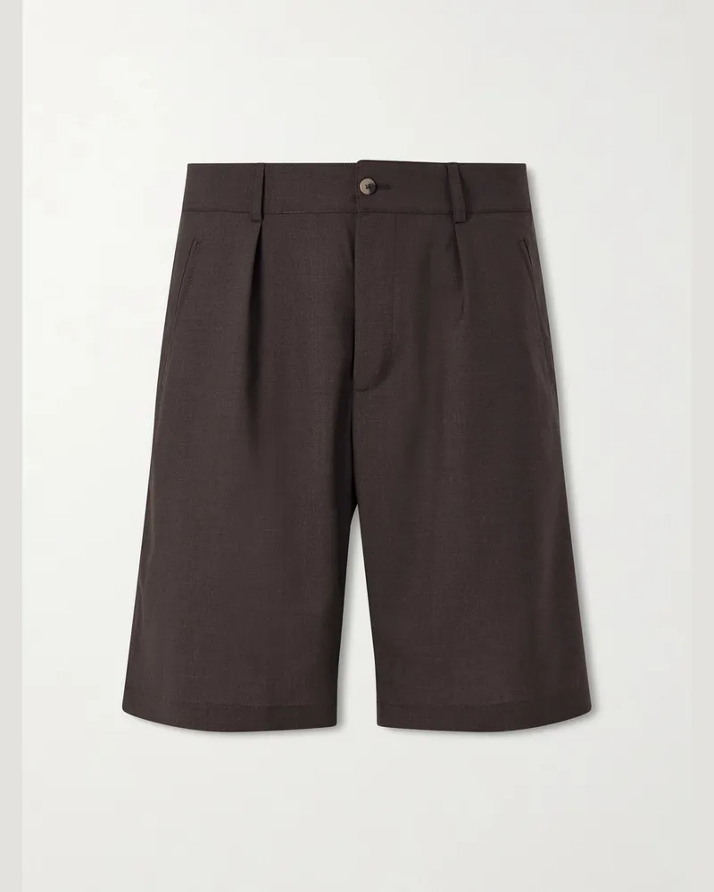 De Bonne Facture Naturalist Straight-Leg Wool Shorts Brown