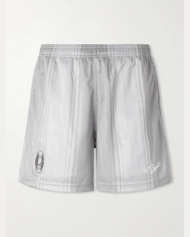 Acne Studios Ronso Sport Straight-Leg Logo-Print Jersey Shorts Gray