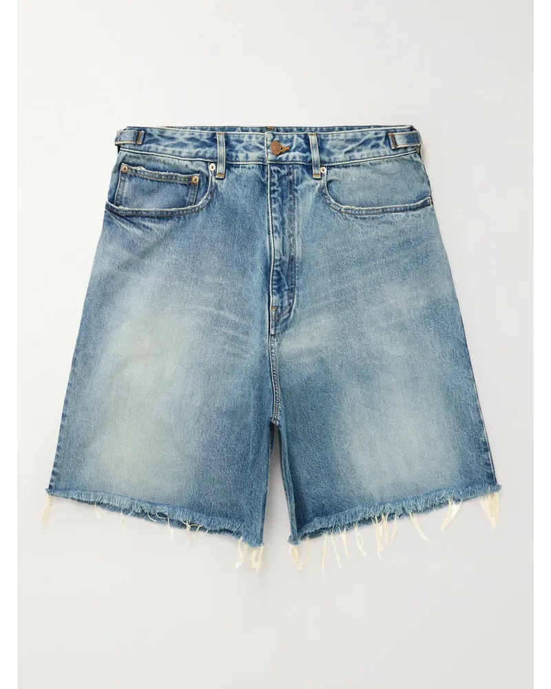 Balenciaga Skater weit geschnittene Jeansshorts in Distressed-Optik Blau