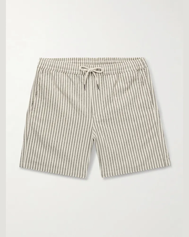 NN 07 Gregor gerade geschnittene Shorts aus einer gestreiften Baumwollmischung mit Kordelzugbund Grün